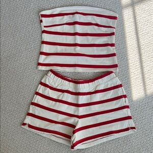 J. Crew Red and White Striped Tube Top